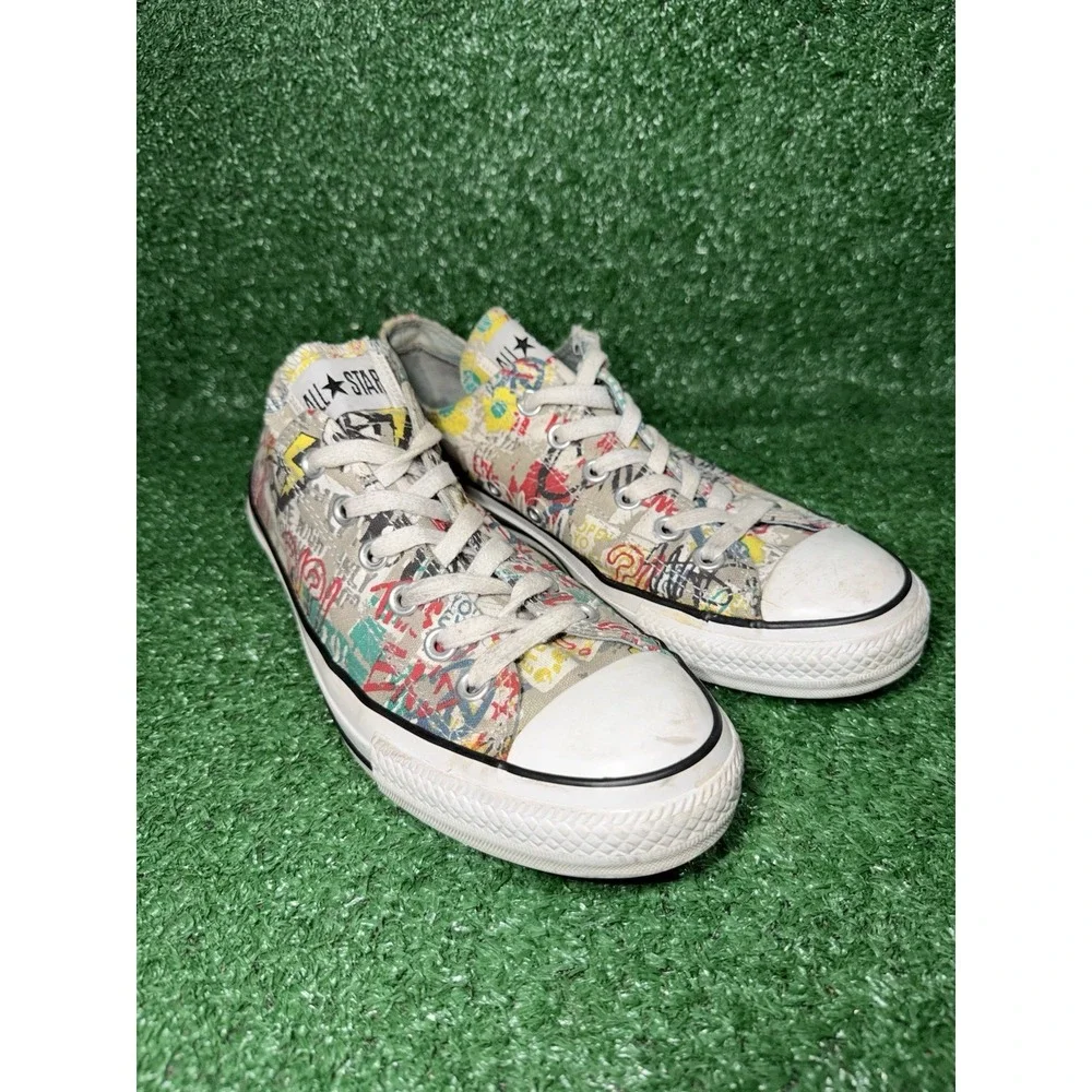 Vintage Converse Mens 8 Womens 10 Colorful Graffiti AOP Skate Shoes Y2K Sneakers